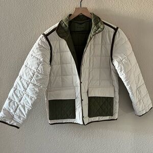 Blank NYC Quilted Puffer Jacket Small Cream/Green